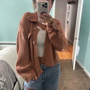 Cozy Brown Knit Cardigan